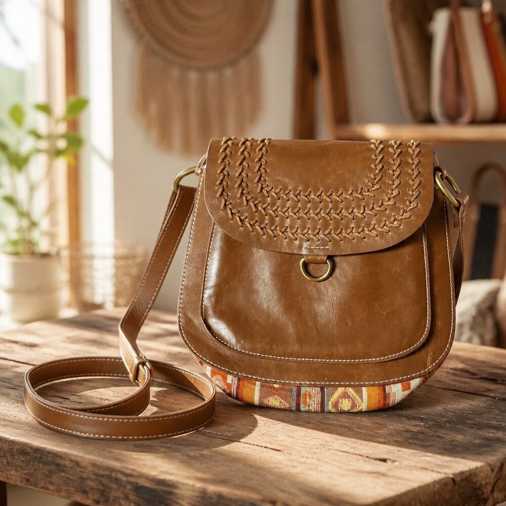 Anna Nova Canvas Leather Strap Shoulder Bag Beachy Boho Festival Hippie Indie